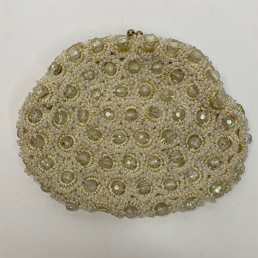 Vintage White/Cream Beaded Clutch